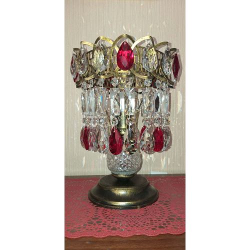 Настольная лампа Астра №1 под бронзу Красная в Магнитогорске Гусь Хрустальный