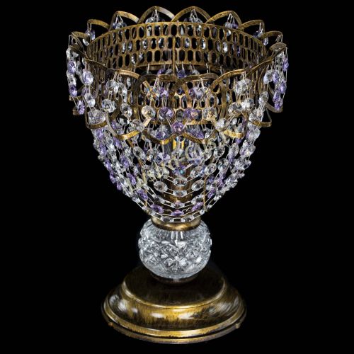 Настольная лампа Астра ажур №1 под бронзу Фиолетовая в Магнитогорске Гусь Хрустальный