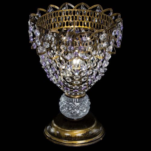 Настольная лампа Астра ажур №1 под бронзу Фиолетовая в Магнитогорске Гусь Хрустальный