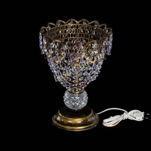 Настольная лампа Астра ажур №1 под бронзу Фиолетовая в Магнитогорске Гусь Хрустальный