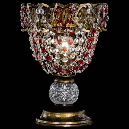 Настольная лампа Астра ажур №1 под бронзу Красная в Магнитогорске Гусь Хрустальный