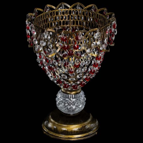 Настольная лампа Астра ажур №1 под бронзу Красная в Магнитогорске Гусь Хрустальный