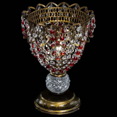 Настольная лампа Астра ажур №1 под бронзу Красная в Магнитогорске Гусь Хрустальный