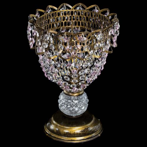 Настольная лампа Астра ажур №1 под бронзу Розовая в Магнитогорске Гусь Хрустальный