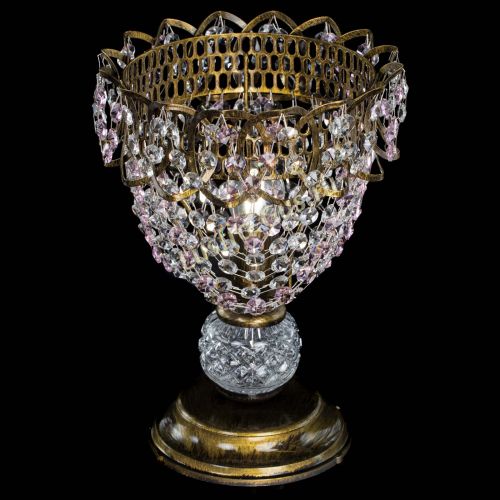 Настольная лампа Астра ажур №1 под бронзу Розовая в Магнитогорске Гусь Хрустальный