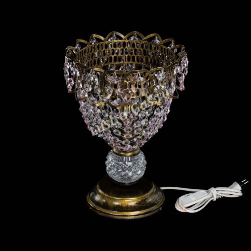 Настольная лампа Астра ажур №1 под бронзу Розовая в Магнитогорске Гусь Хрустальный