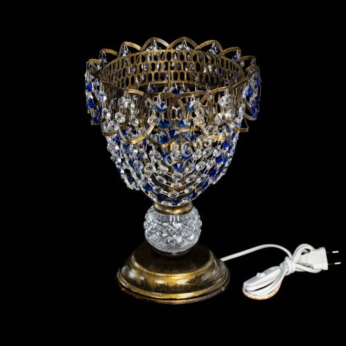 Настольная лампа Астра ажур №1 под бронзу Синяя в Магнитогорске Гусь Хрустальный