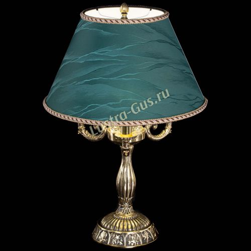 Бронзовая настольная лампа Аврора №3 с абажуром в Магнитогорске Гусь Хрустальный