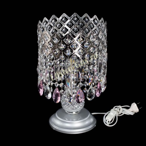 Настольная лампа Корона №1 розовая в Магнитогорске Гусь Хрустальный