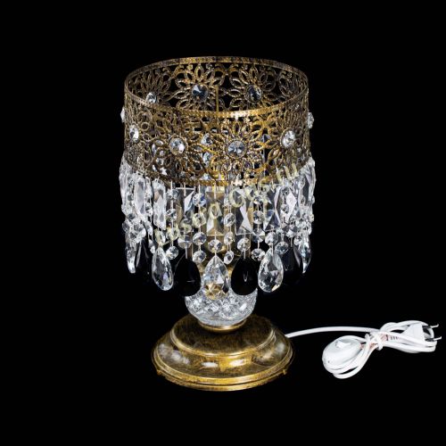 Настольная лампа Восток с пластинками под бронзу Черная в Магнитогорске Гусь Хрустальный