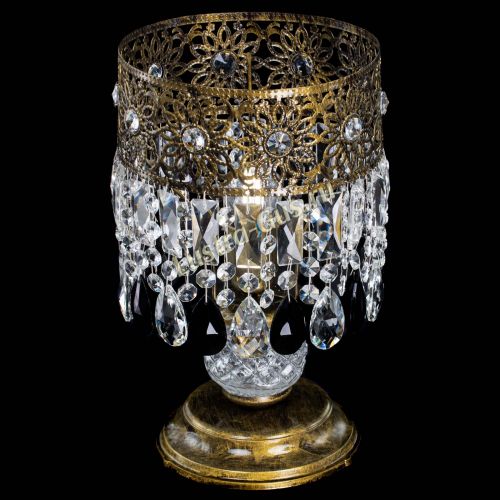 Настольная лампа Восток с пластинками под бронзу Черная в Магнитогорске Гусь Хрустальный