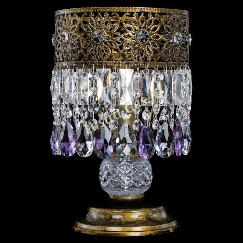 Настольная лампа Восток с пластинками под бронзу Фиолетовая в Магнитогорске Гусь Хрустальный