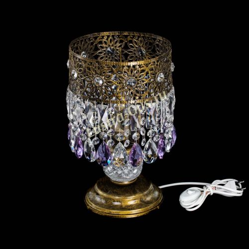 Настольная лампа Восток с пластинками под бронзу Фиолетовая в Магнитогорске Гусь Хрустальный