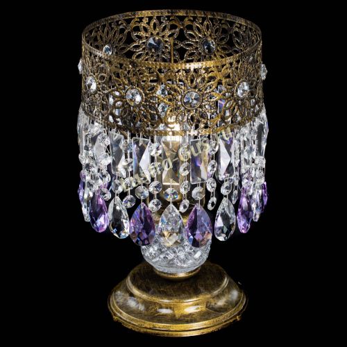 Настольная лампа Восток с пластинками под бронзу Фиолетовая в Магнитогорске Гусь Хрустальный