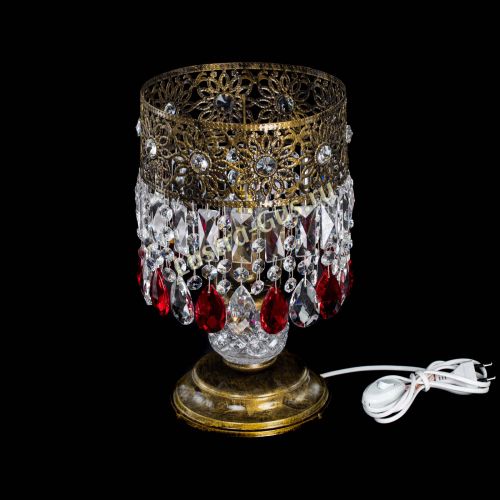 Настольная лампа Восток с пластинками под бронзу Красная в Магнитогорске Гусь Хрустальный