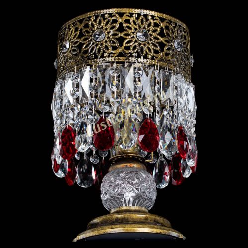 Настольная лампа Восток с пластинками под бронзу Красная в Магнитогорске Гусь Хрустальный