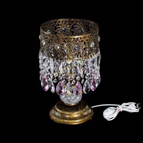 Настольная лампа Восток с пластинками под бронзу Розовая в Магнитогорске Гусь Хрустальный