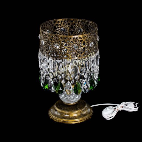 Настольная лампа Восток с пластинками под бронзу Зеленая в Магнитогорске Гусь Хрустальный