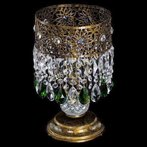 Настольная лампа Восток с пластинками под бронзу Зеленая в Магнитогорске Гусь Хрустальный