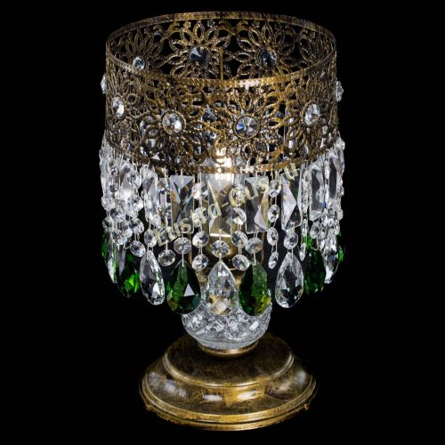 Настольная лампа Восток с пластинками под бронзу Зеленая в Магнитогорске Гусь Хрустальный