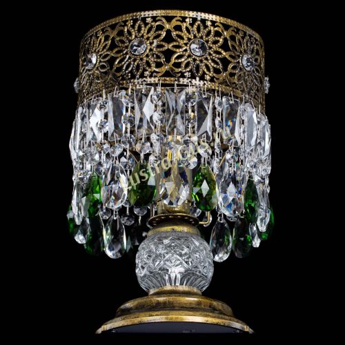 Настольная лампа Восток с пластинками под бронзу Зеленая в Магнитогорске Гусь Хрустальный