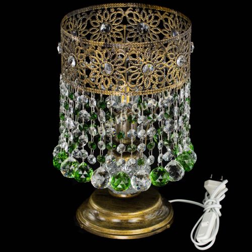 Настольная лампа Восток с шарами под бронзу Зеленая в Магнитогорске Гусь Хрустальный