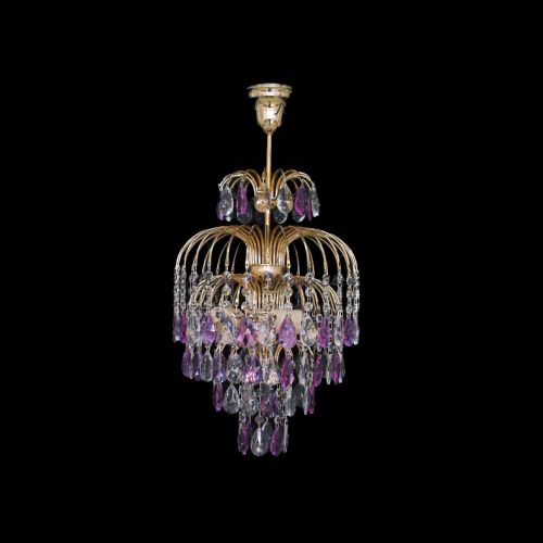 Люстра Хрустальные брызги с подвесом журавлик фиолетовый в Магнитогорске Гусь Хрустальный