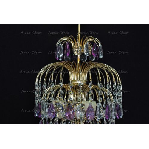 Люстра Хрустальные брызги с подвесом журавлик фиолетовый в Магнитогорске Гусь Хрустальный