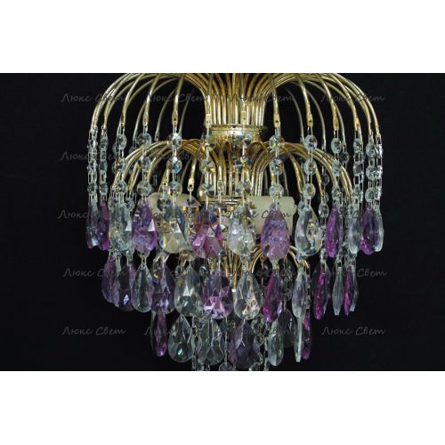 Люстра Хрустальные брызги с подвесом журавлик фиолетовый в Магнитогорске Гусь Хрустальный