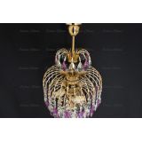 Люстра Хрустальные брызги с подвесом журавлик фиолетовый в Магнитогорске