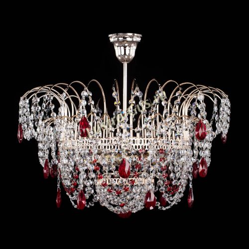 Люстра Агата № 2 - 4 лампы Красная в Магнитогорске Гусь Хрустальный