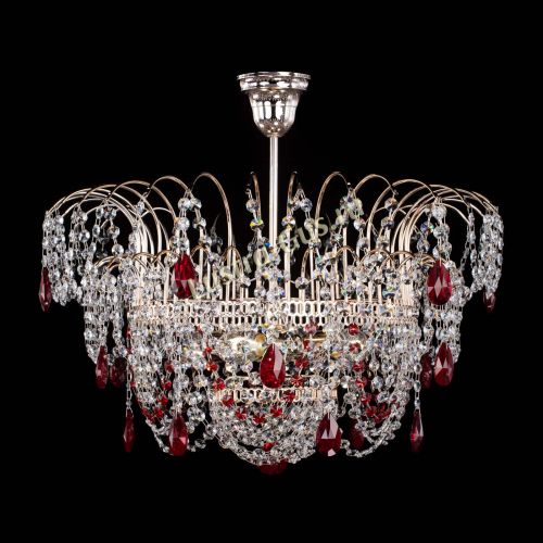 Люстра Агата № 2 - 4 лампы Красная в Магнитогорске Гусь Хрустальный