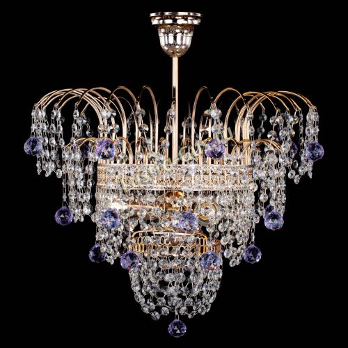 Люстра Агата Венеция №2 - 3 лампы фиолетовая в Магнитогорске Гусь Хрустальный
