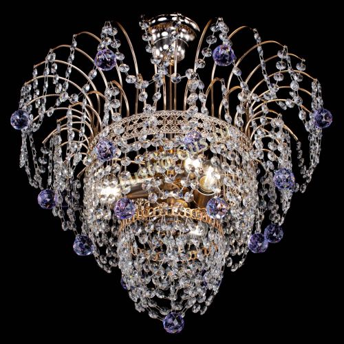 Люстра Агата Венеция №2 - 3 лампы фиолетовая в Магнитогорске Гусь Хрустальный