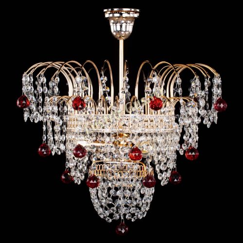 Люстра Агата Венеция №2 - 3 лампы красная в Магнитогорске Гусь Хрустальный