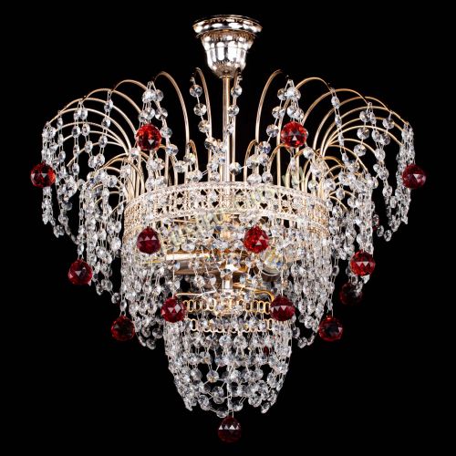 Люстра Агата Венеция №2 - 3 лампы красная в Магнитогорске Гусь Хрустальный