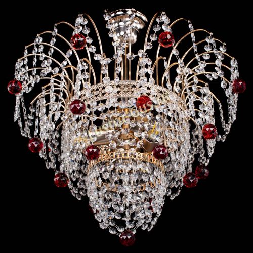 Люстра Агата Венеция №2 - 3 лампы красная в Магнитогорске Гусь Хрустальный