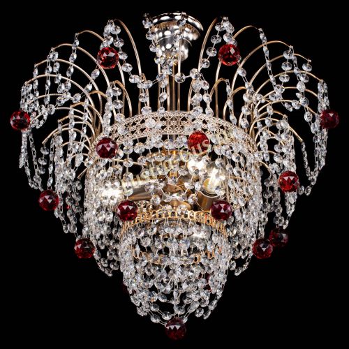 Люстра Агата Венеция №2 - 3 лампы красная в Магнитогорске Гусь Хрустальный