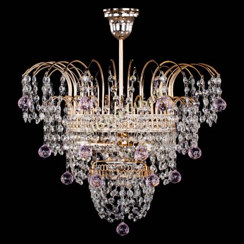 Люстра Агата Венеция №2 - 3 лампы розовая в Магнитогорске Гусь Хрустальный