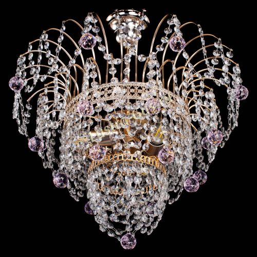 Люстра Агата Венеция №2 - 3 лампы розовая в Магнитогорске Гусь Хрустальный