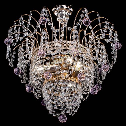 Люстра Агата Венеция №2 - 3 лампы розовая в Магнитогорске Гусь Хрустальный