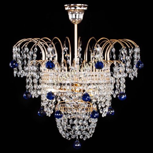 Люстра Агата Венеция №2 - 3 лампы синяя в Магнитогорске Гусь Хрустальный