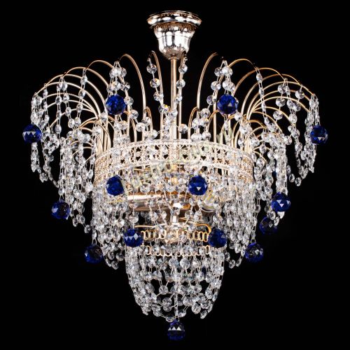 Люстра Агата Венеция №2 - 3 лампы синяя в Магнитогорске Гусь Хрустальный