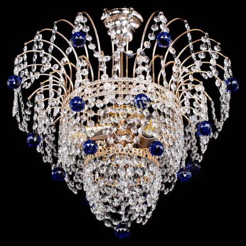 Люстра Агата Венеция №2 - 3 лампы синяя в Магнитогорске Гусь Хрустальный