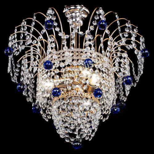 Люстра Агата Венеция №2 - 3 лампы синяя в Магнитогорске Гусь Хрустальный