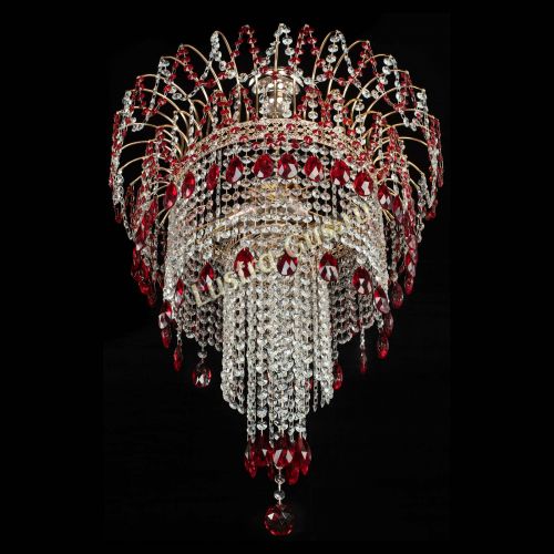 Люстра Агата Венеция №4 длинная Красная в Магнитогорске Гусь Хрустальный
