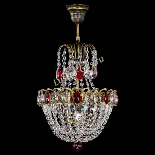 Люстра Астра №1 с подвесом под бронзу Красная в Магнитогорске Гусь Хрустальный