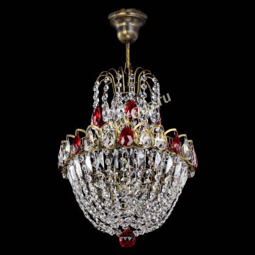 Люстра Астра №1 с подвесом под бронзу Красная в Магнитогорске Гусь Хрустальный