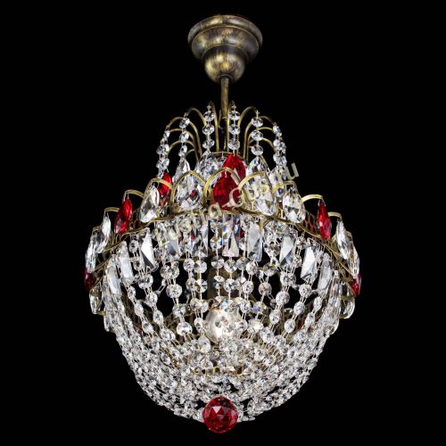 Люстра Астра №1 с подвесом под бронзу Красная в Магнитогорске Гусь Хрустальный