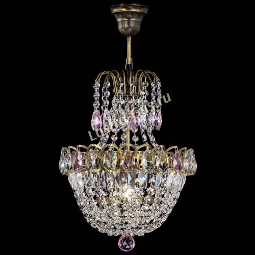 Люстра Астра №1 с подвесом под бронзу Розовая в Магнитогорске Гусь Хрустальный